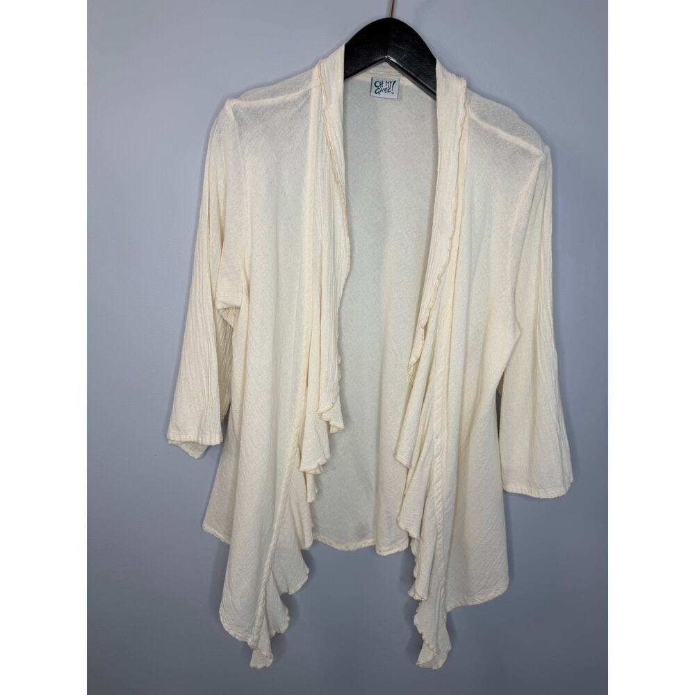 Oh My Guaze! Open Kimono Top Cardigan Cream Casual O/S
